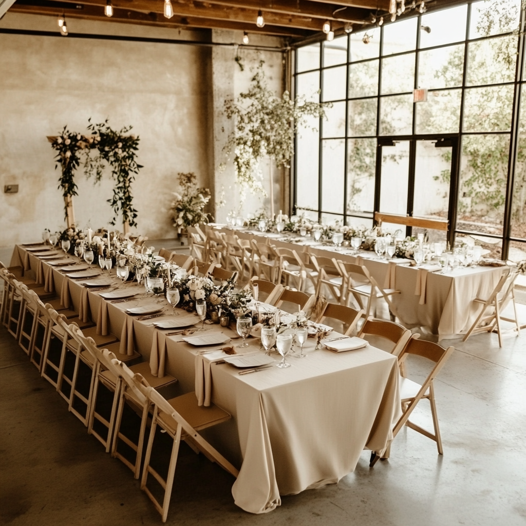 Stimmiges Konzept für ein Hochzeittisch im Loft